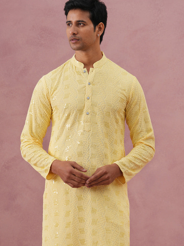 Sequin-Embellished Rayon Embroidered Kurta Pyjama