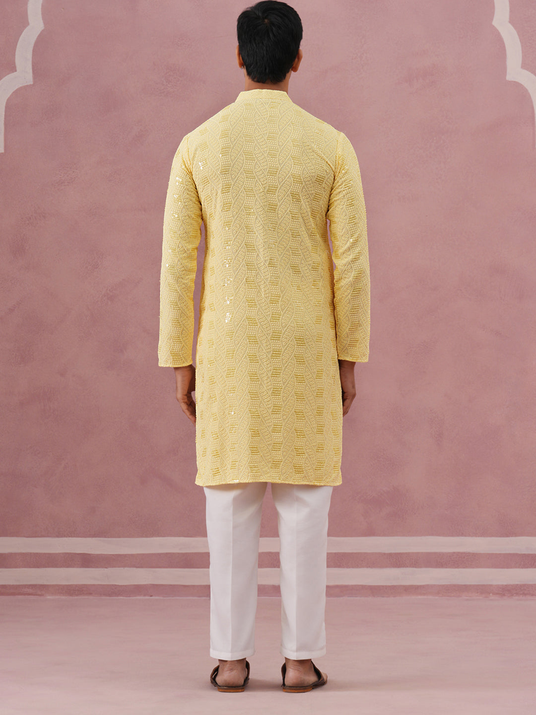 Sequin-Embellished Rayon Embroidered Kurta Pyjama