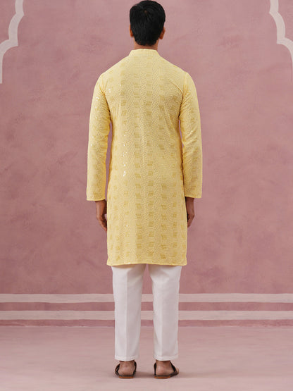 Sequin-Embellished Rayon Embroidered Kurta Pyjama