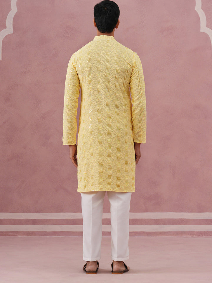 Sequin-Embellished Rayon Embroidered Kurta Pyjama