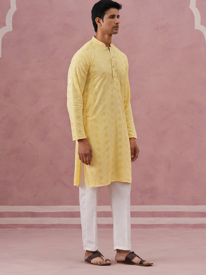Sequin-Embellished Rayon Embroidered Kurta Pyjama