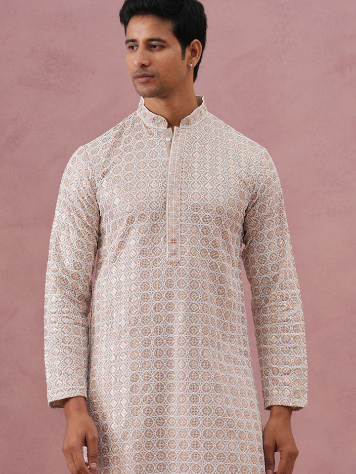 Men’S Rayon Sequin Embroidered Kurta Pyjama