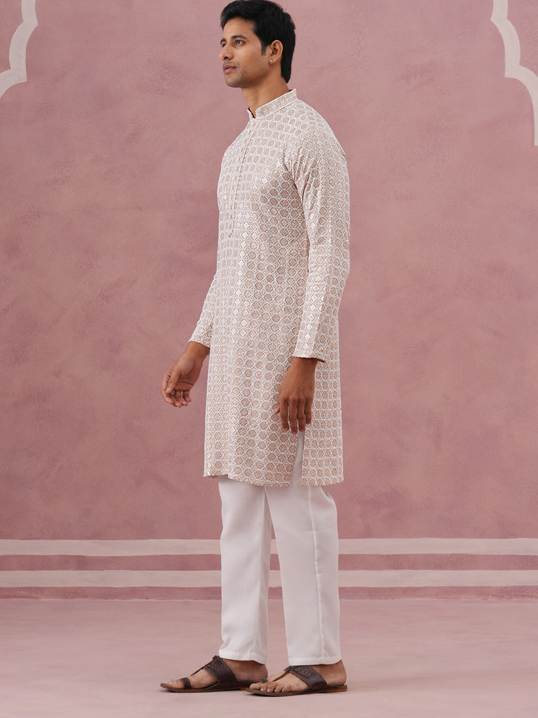 Men’S Rayon Sequin Embroidered Kurta Pyjama