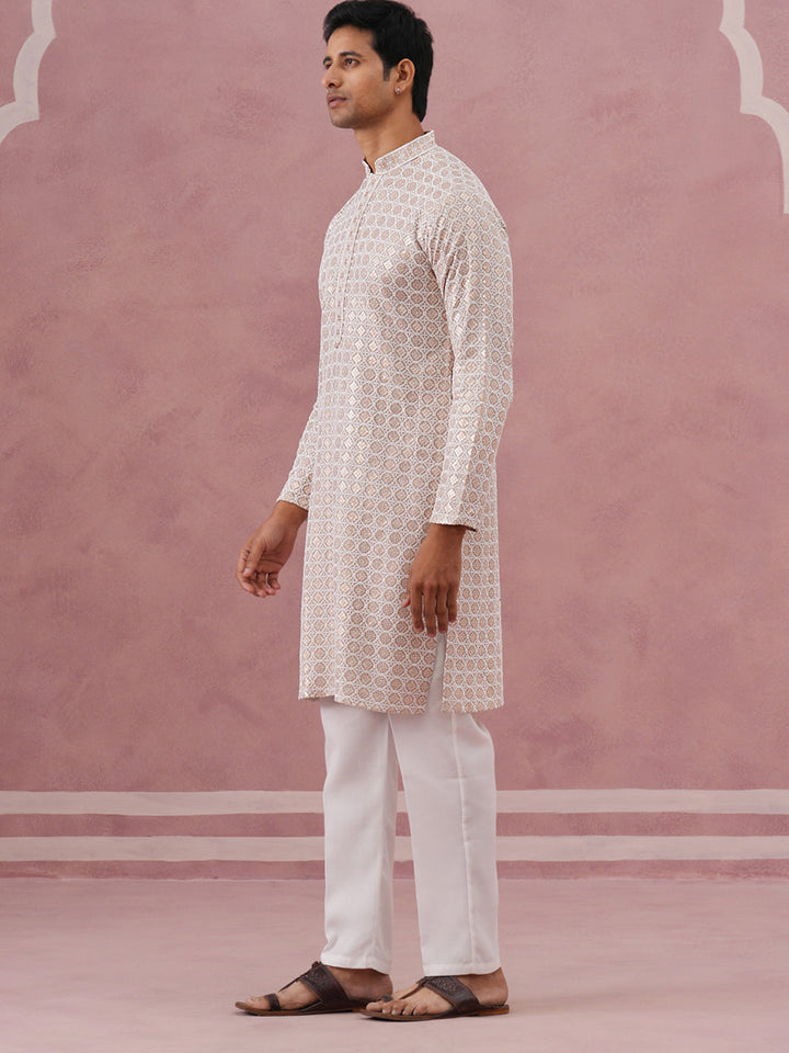 Men’S Rayon Sequin Embroidered Kurta Pyjama