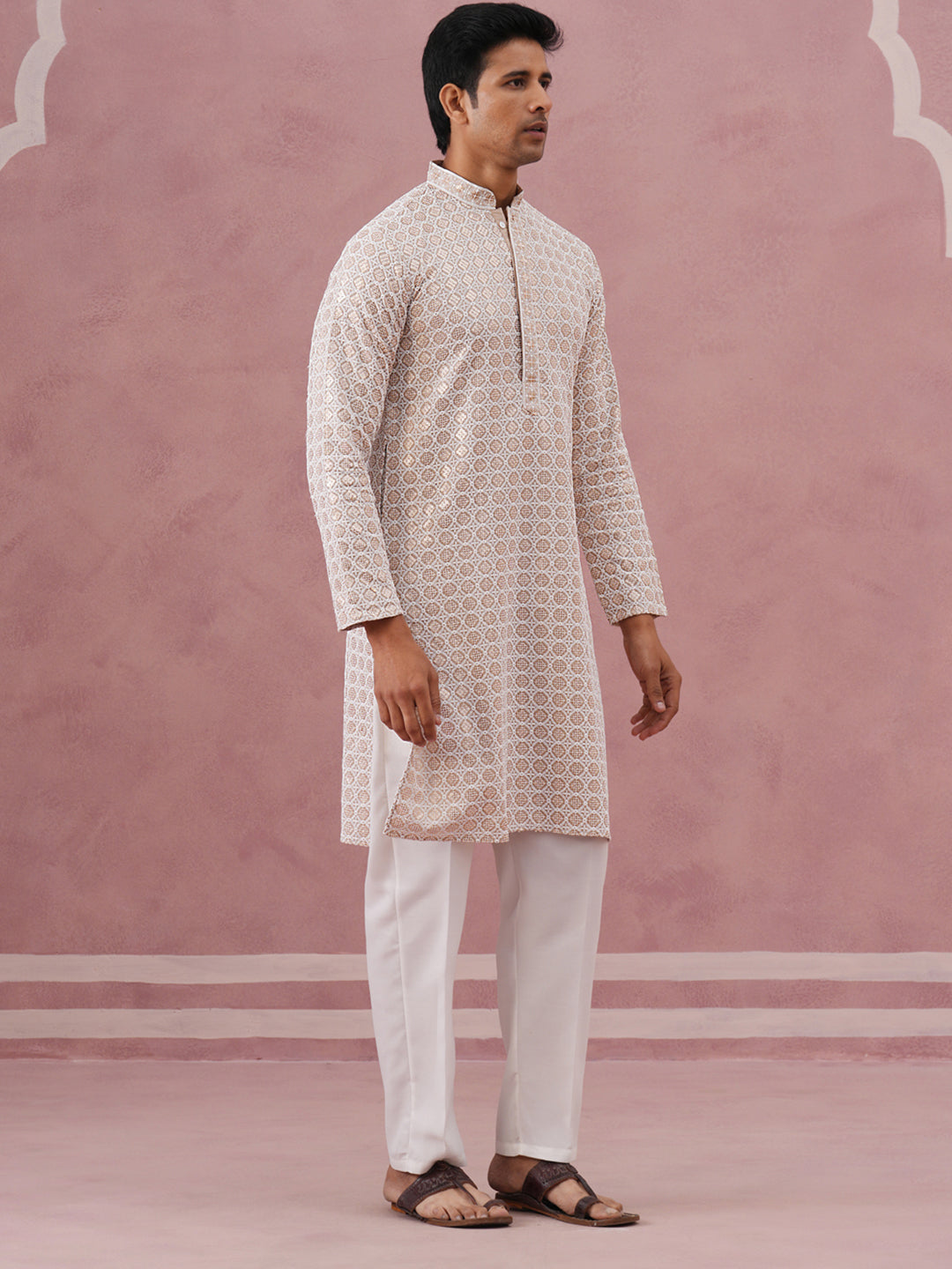 Men’S Rayon Sequin Embroidered Kurta Pyjama