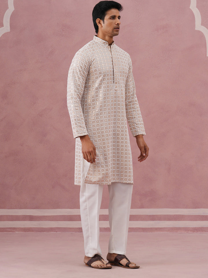Men’S Rayon Sequin Embroidered Kurta Pyjama