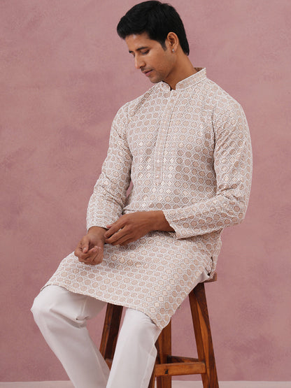 Men’S Rayon Sequin Embroidered Kurta Pyjama