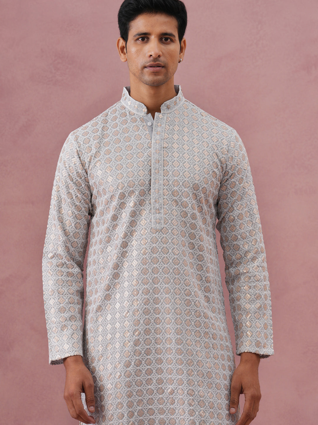 Men’S Rayon Sequin Embroidered Kurta Pyjama