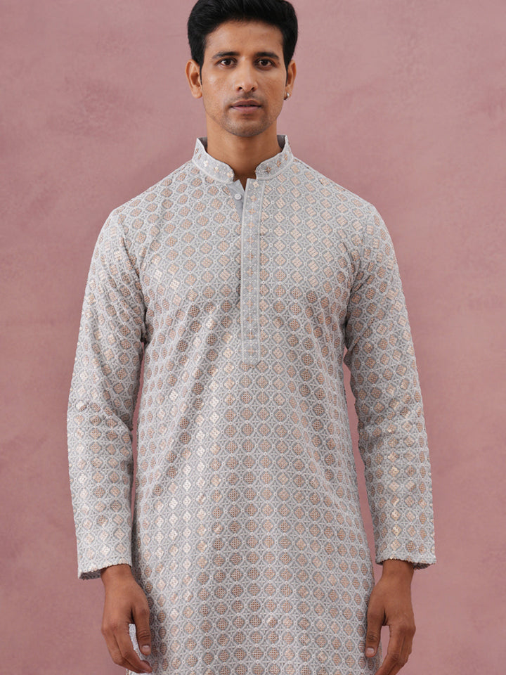 Men’S Rayon Sequin Embroidered Kurta Pyjama