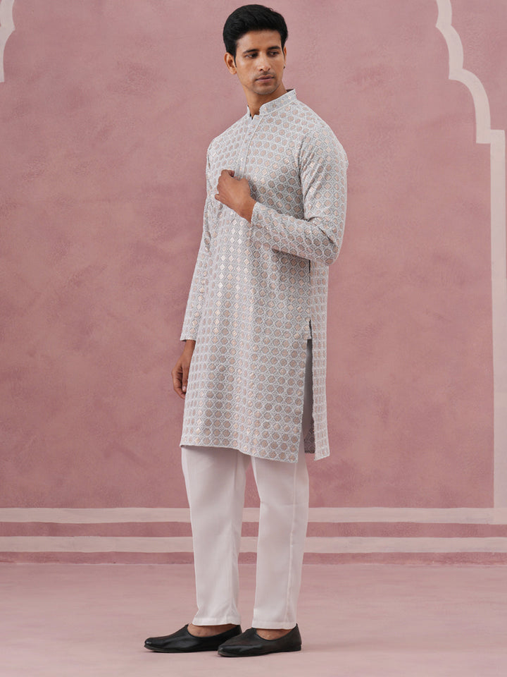 Men’S Rayon Sequin Embroidered Kurta Pyjama