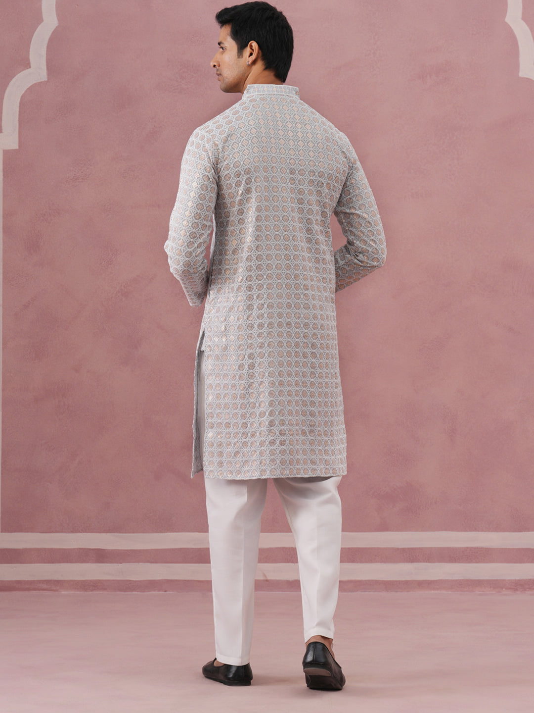 Men’S Rayon Sequin Embroidered Kurta Pyjama