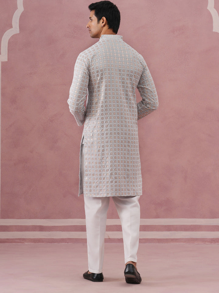 Men’S Rayon Sequin Embroidered Kurta Pyjama