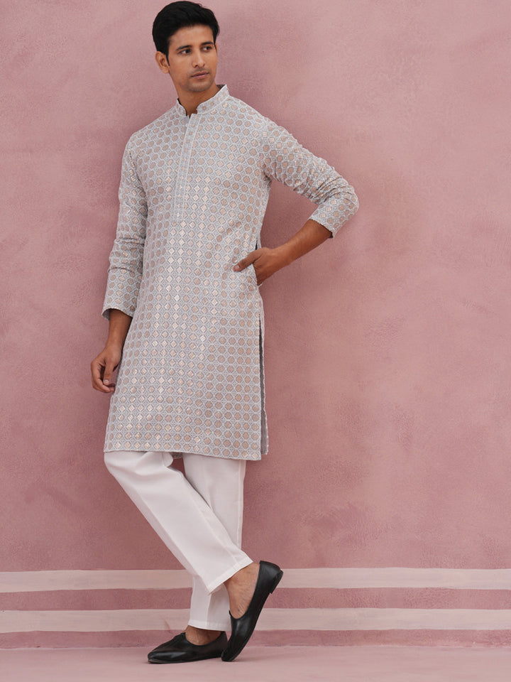 Men’S Rayon Sequin Embroidered Kurta Pyjama