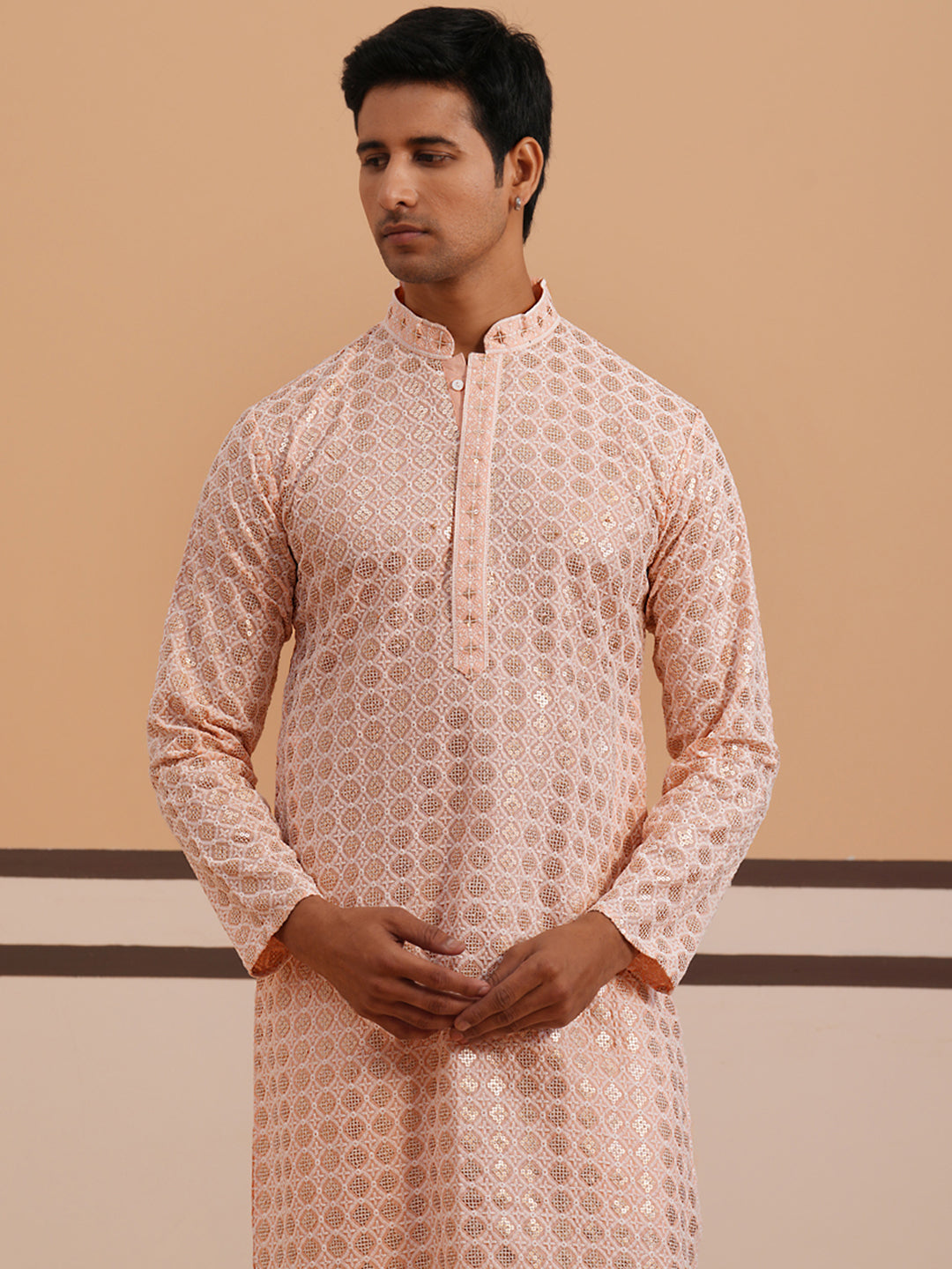 Men’S Rayon Sequin Embroidered Kurta Pyjama
