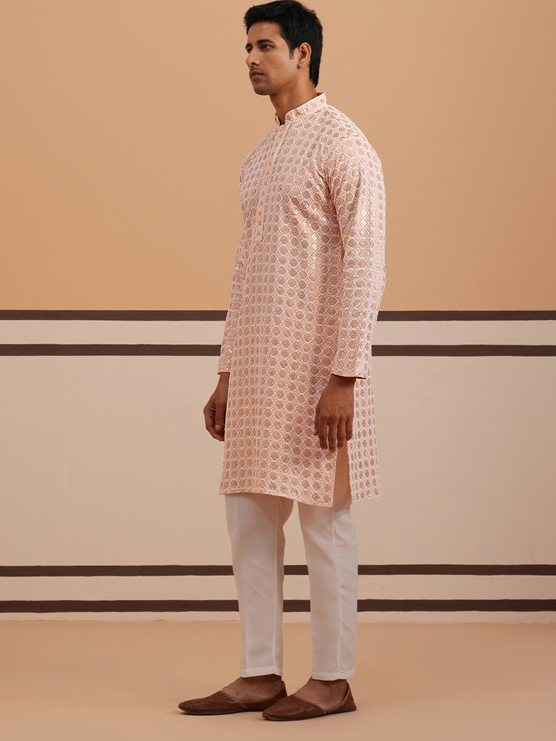 Men’S Rayon Sequin Embroidered Kurta Pyjama