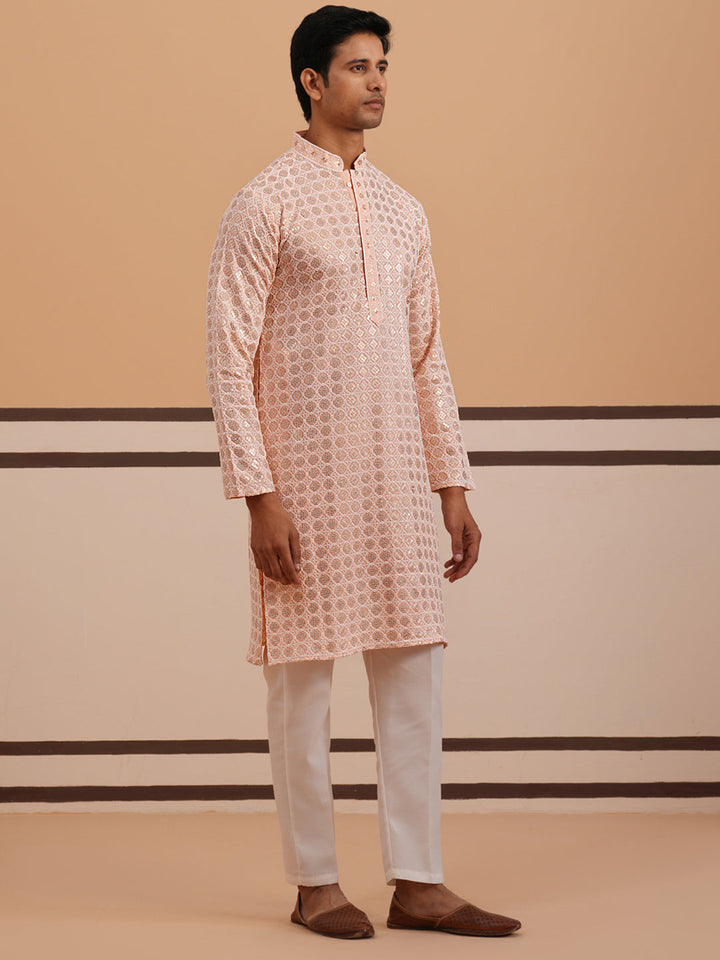 Men’S Rayon Sequin Embroidered Kurta Pyjama
