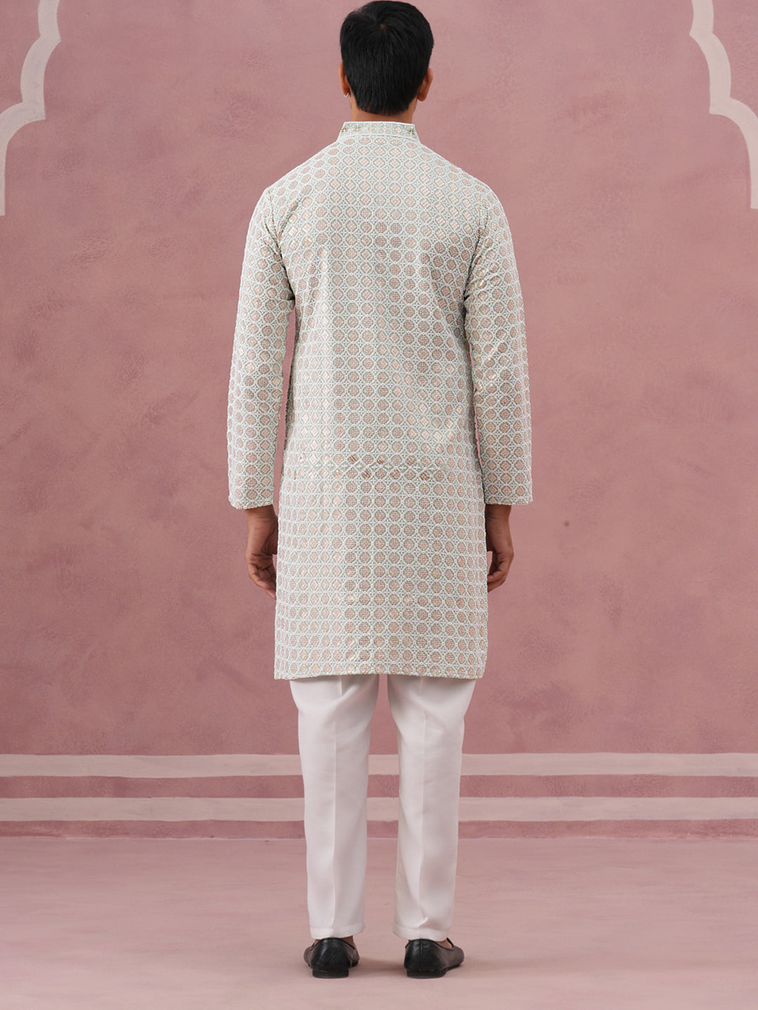 Men’S Rayon Sequin Embroidered Kurta Pyjama