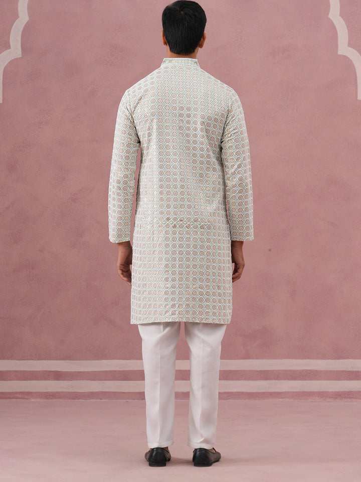 Men’S Rayon Sequin Embroidered Kurta Pyjama