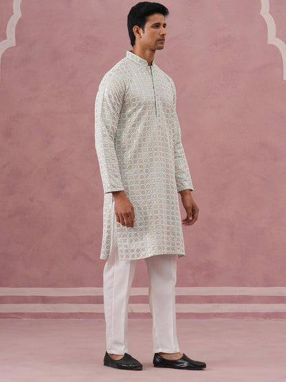 Men’S Rayon Sequin Embroidered Kurta Pyjama