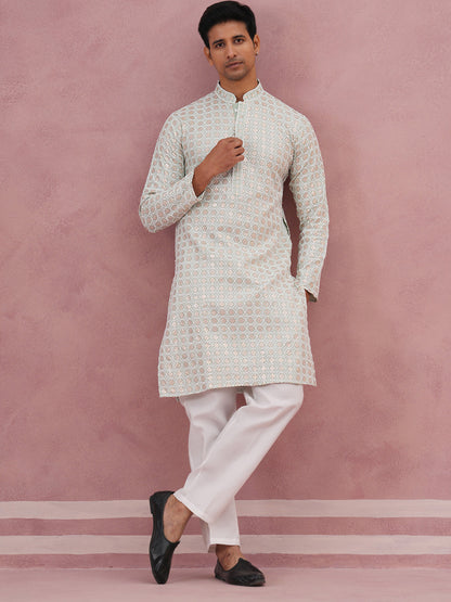 Men’S Rayon Sequin Embroidered Kurta Pyjama