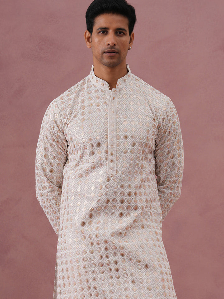 Men’S Rayon Sequin Embroidered Kurta Pyjama