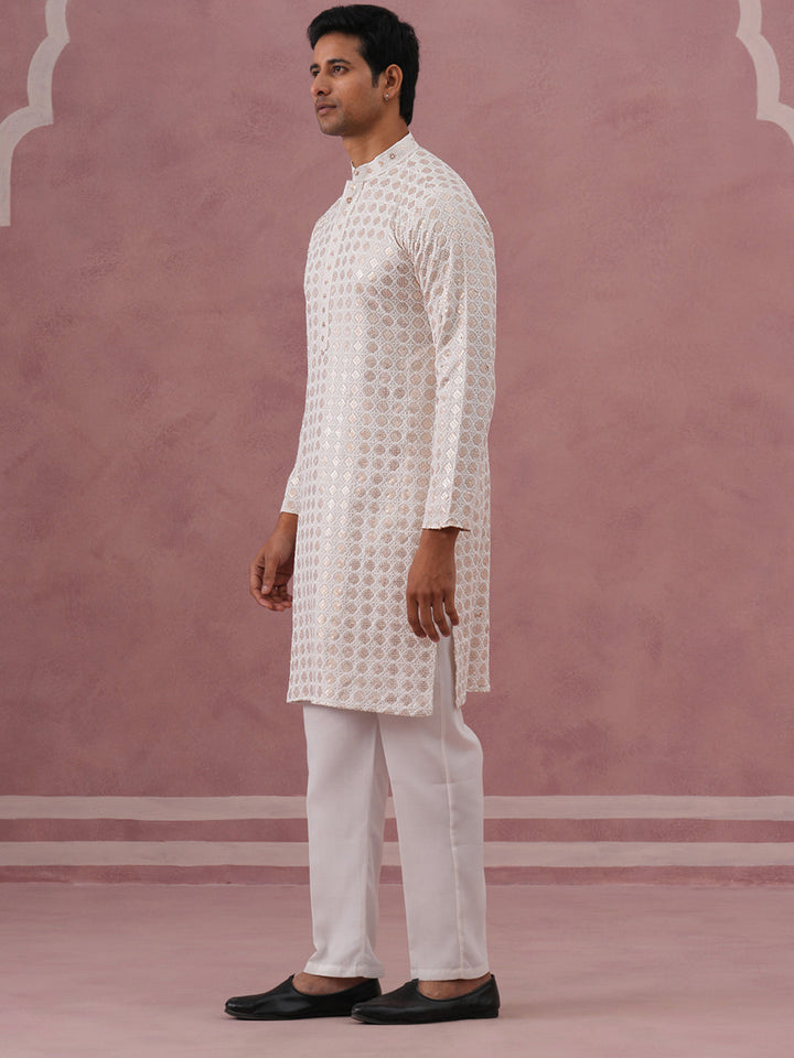 Men’S Rayon Sequin Embroidered Kurta Pyjama