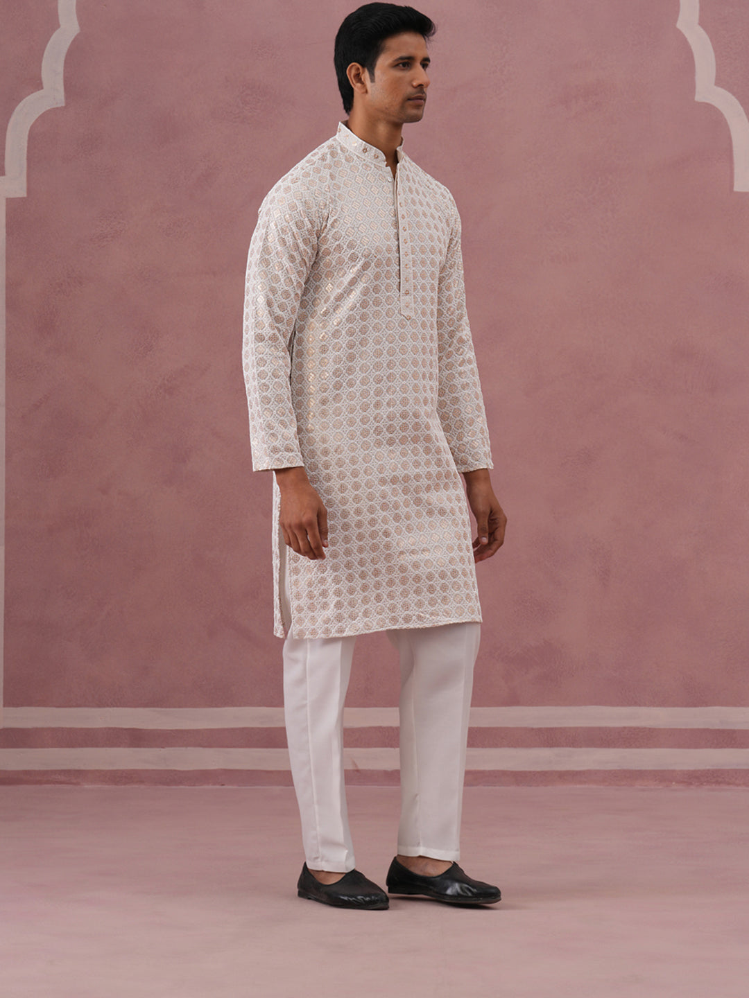 Men’S Rayon Sequin Embroidered Kurta Pyjama
