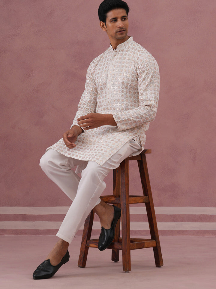 Men’S Rayon Sequin Embroidered Kurta Pyjama