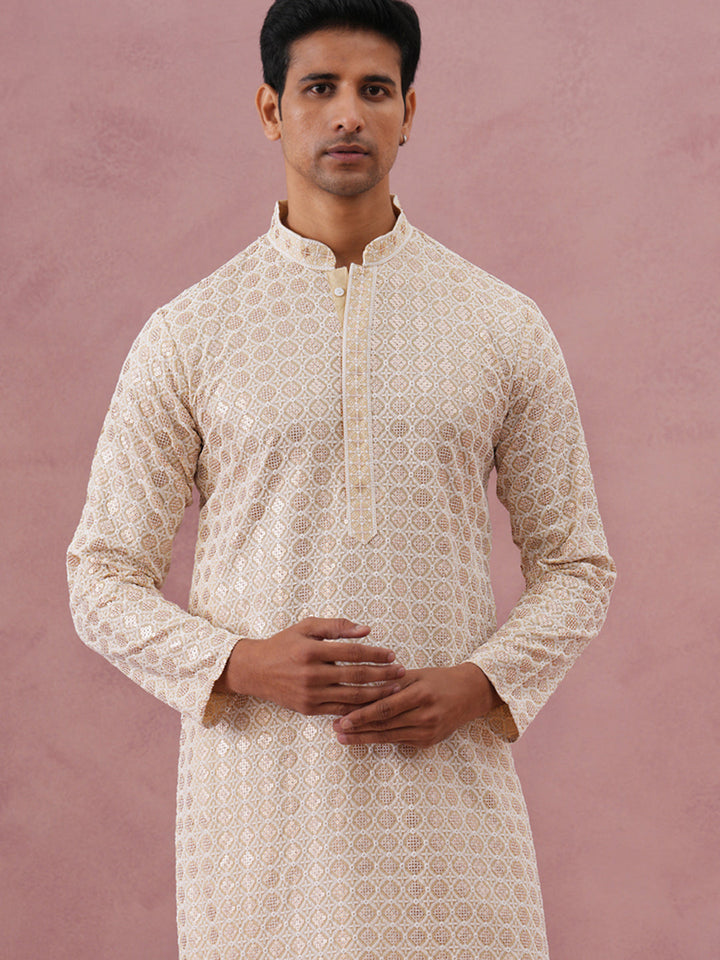 Men’S Rayon Sequin Embroidered Kurta Pyjama