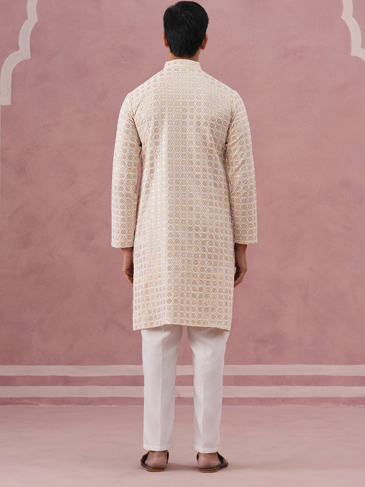 Men’S Rayon Sequin Embroidered Kurta Pyjama
