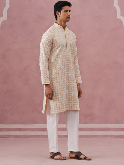 Men’S Rayon Sequin Embroidered Kurta Pyjama
