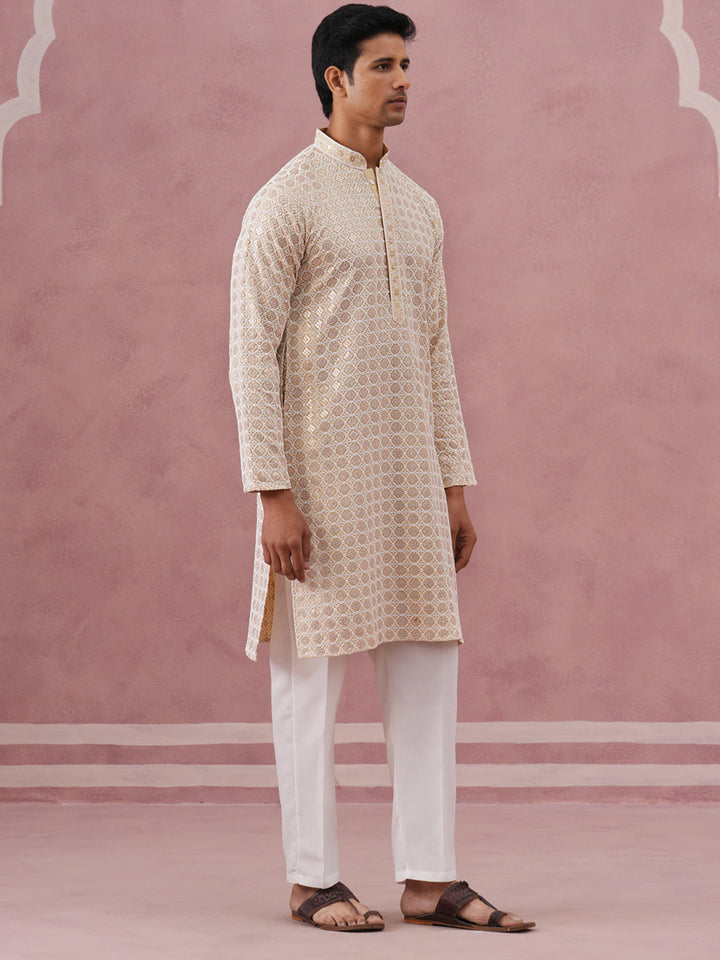 Men’S Rayon Sequin Embroidered Kurta Pyjama