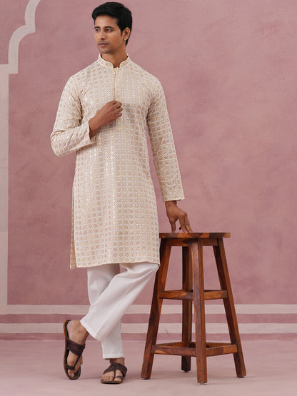 Men’S Rayon Sequin Embroidered Kurta Pyjama