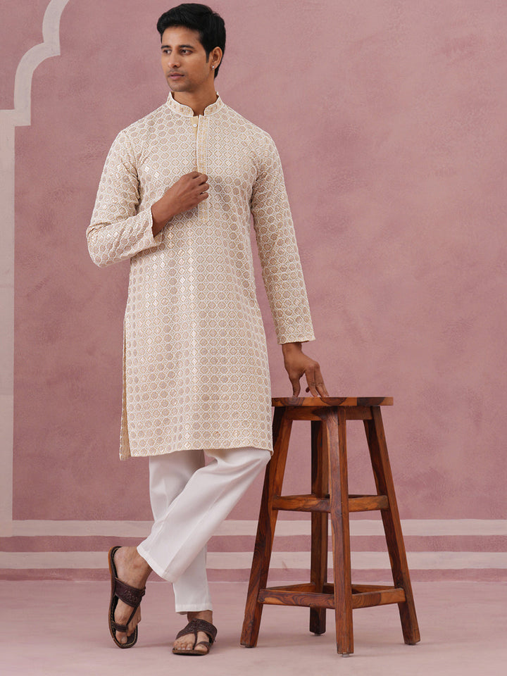 Men’S Rayon Sequin Embroidered Kurta Pyjama