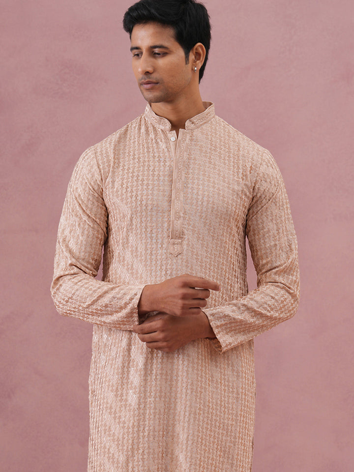 Rayon Embroidered Kurta Pyjama For Men