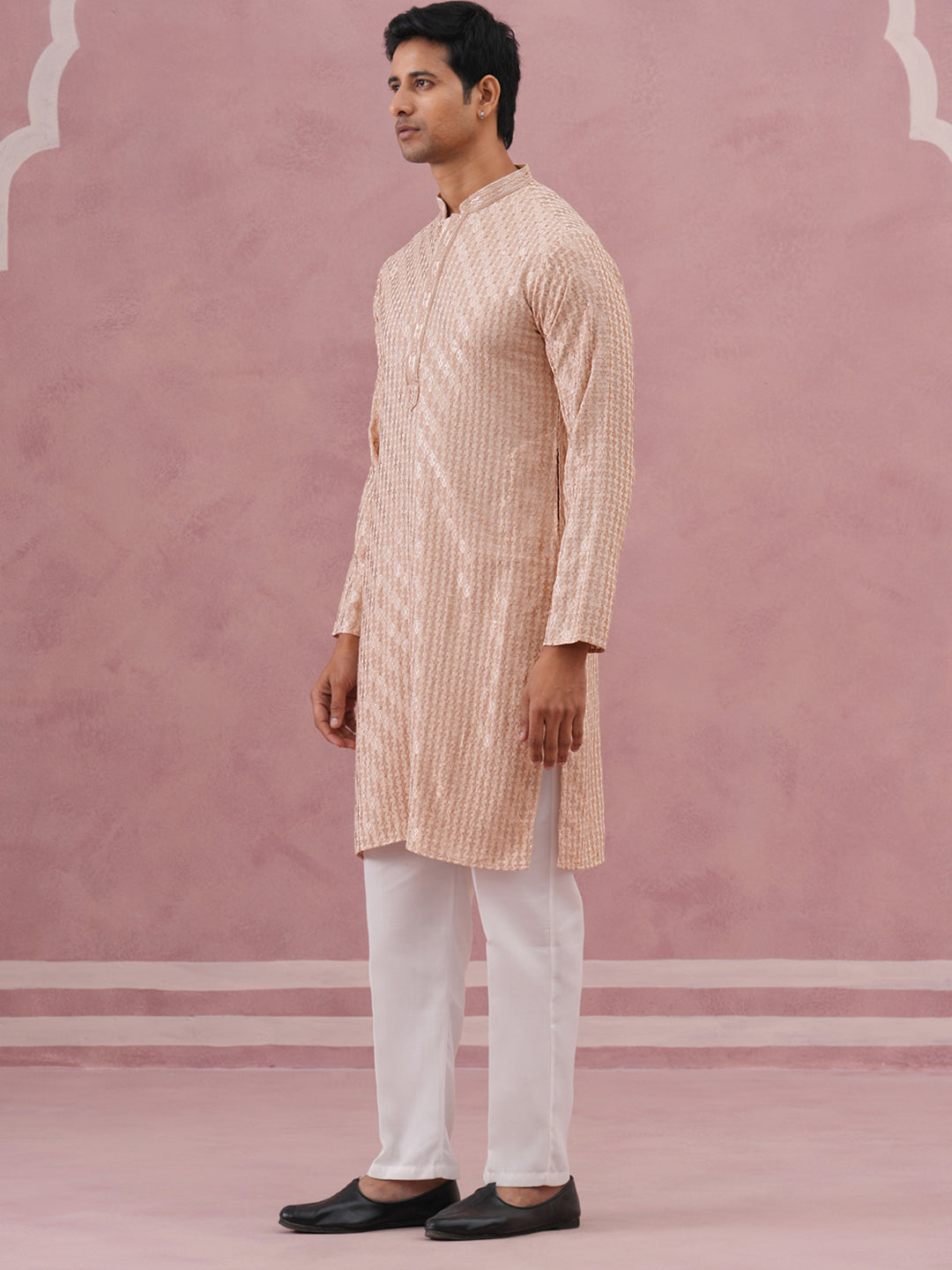 Rayon Embroidered Kurta Pyjama For Men