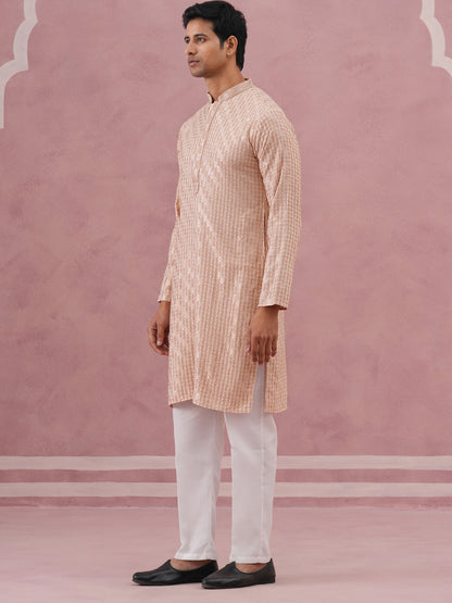 Rayon Embroidered Kurta Pyjama For Men