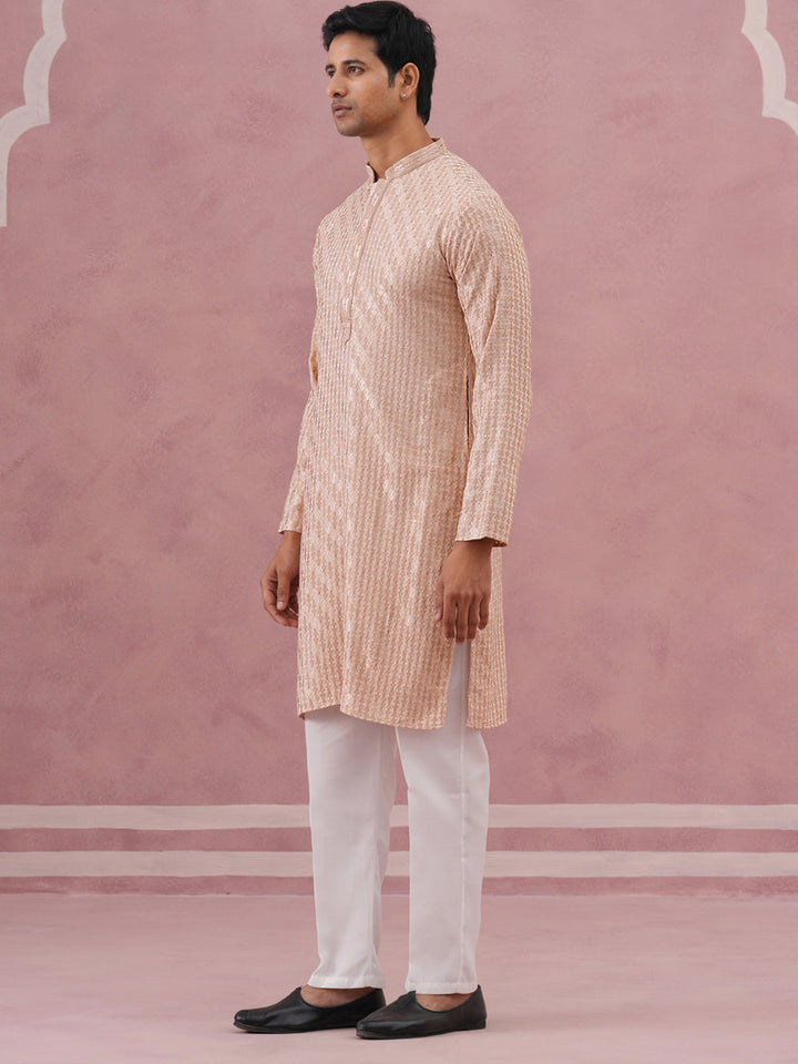 Rayon Embroidered Kurta Pyjama For Men
