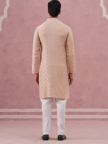 Rayon Embroidered Kurta Pyjama For Men