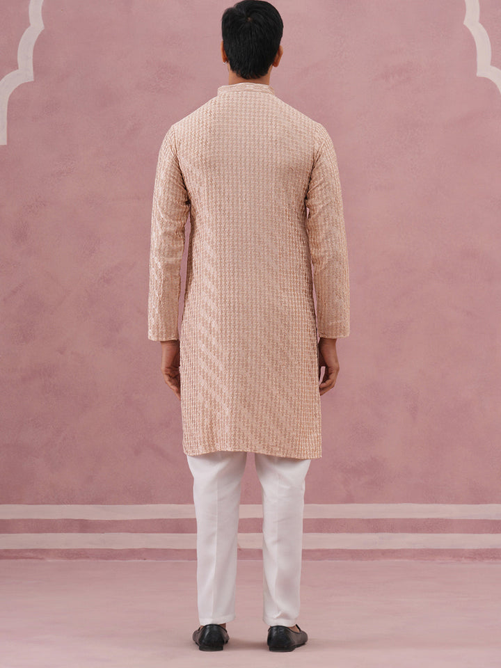 Rayon Embroidered Kurta Pyjama For Men