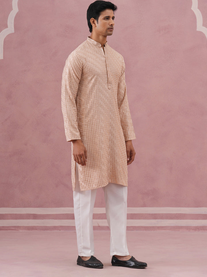 Rayon Embroidered Kurta Pyjama For Men