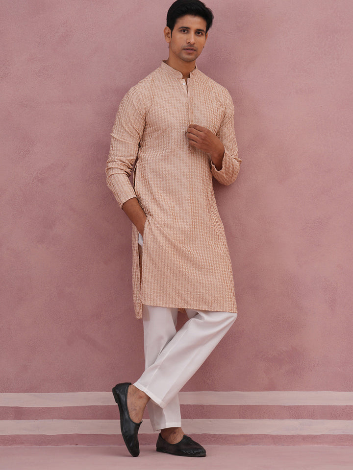 Rayon Embroidered Kurta Pyjama For Men