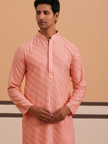 Rayon Embroidered Kurta Pyjama For Men