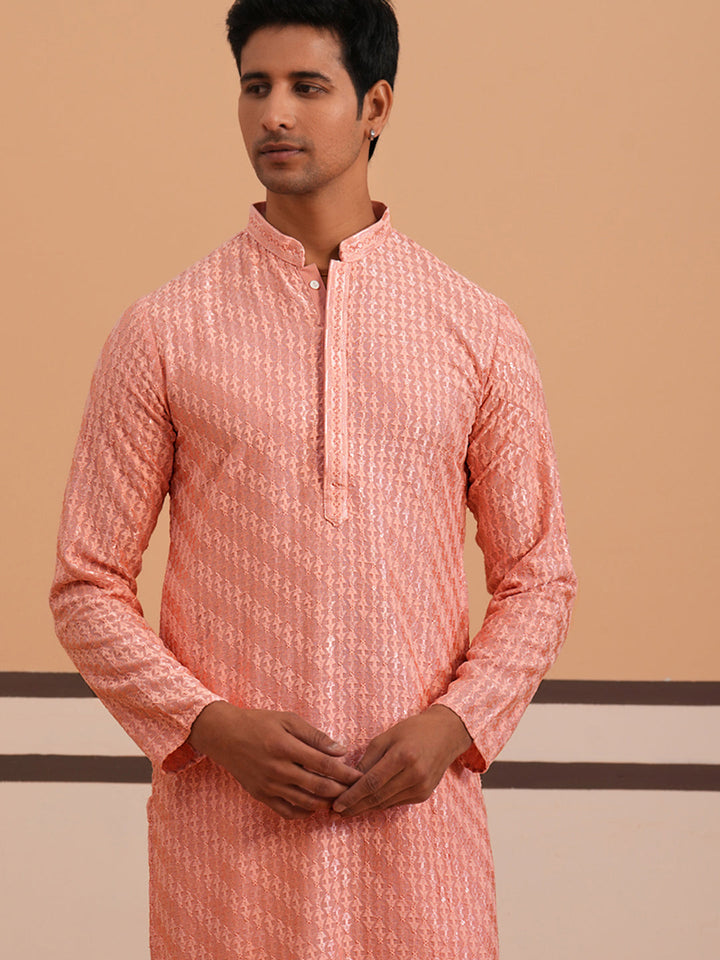 Rayon Embroidered Kurta Pyjama For Men