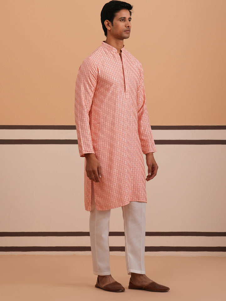 Rayon Embroidered Kurta Pyjama For Men
