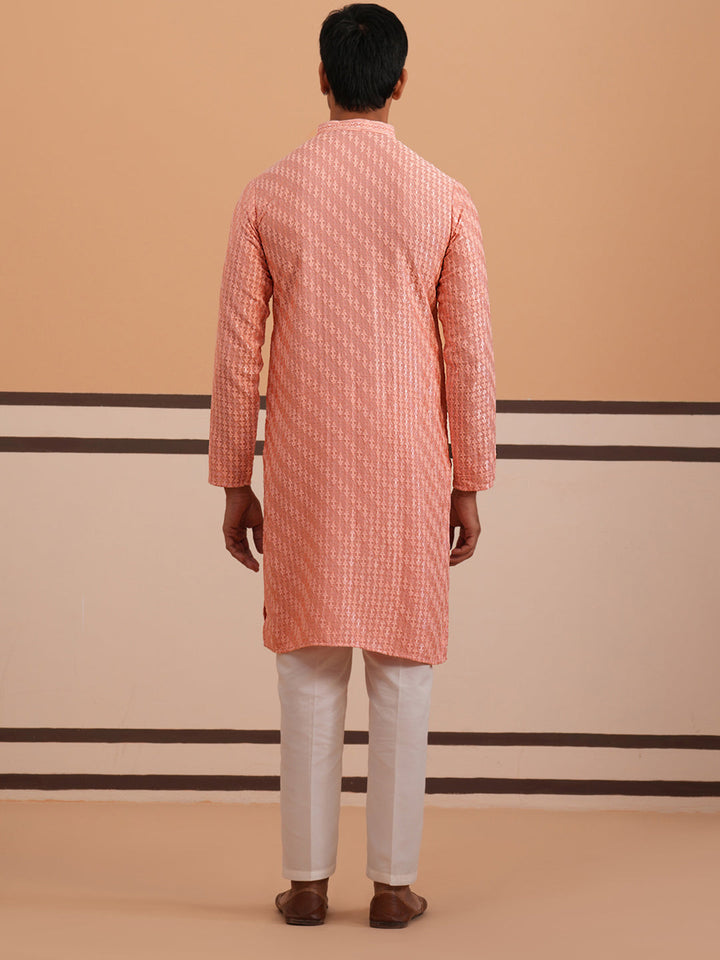 Rayon Embroidered Kurta Pyjama For Men