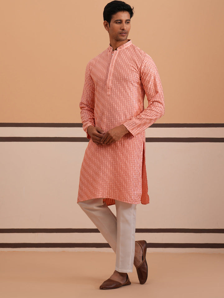 Rayon Embroidered Kurta Pyjama For Men