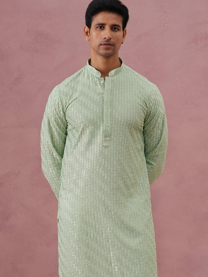 Rayon Embroidered Kurta Pyjama For Men