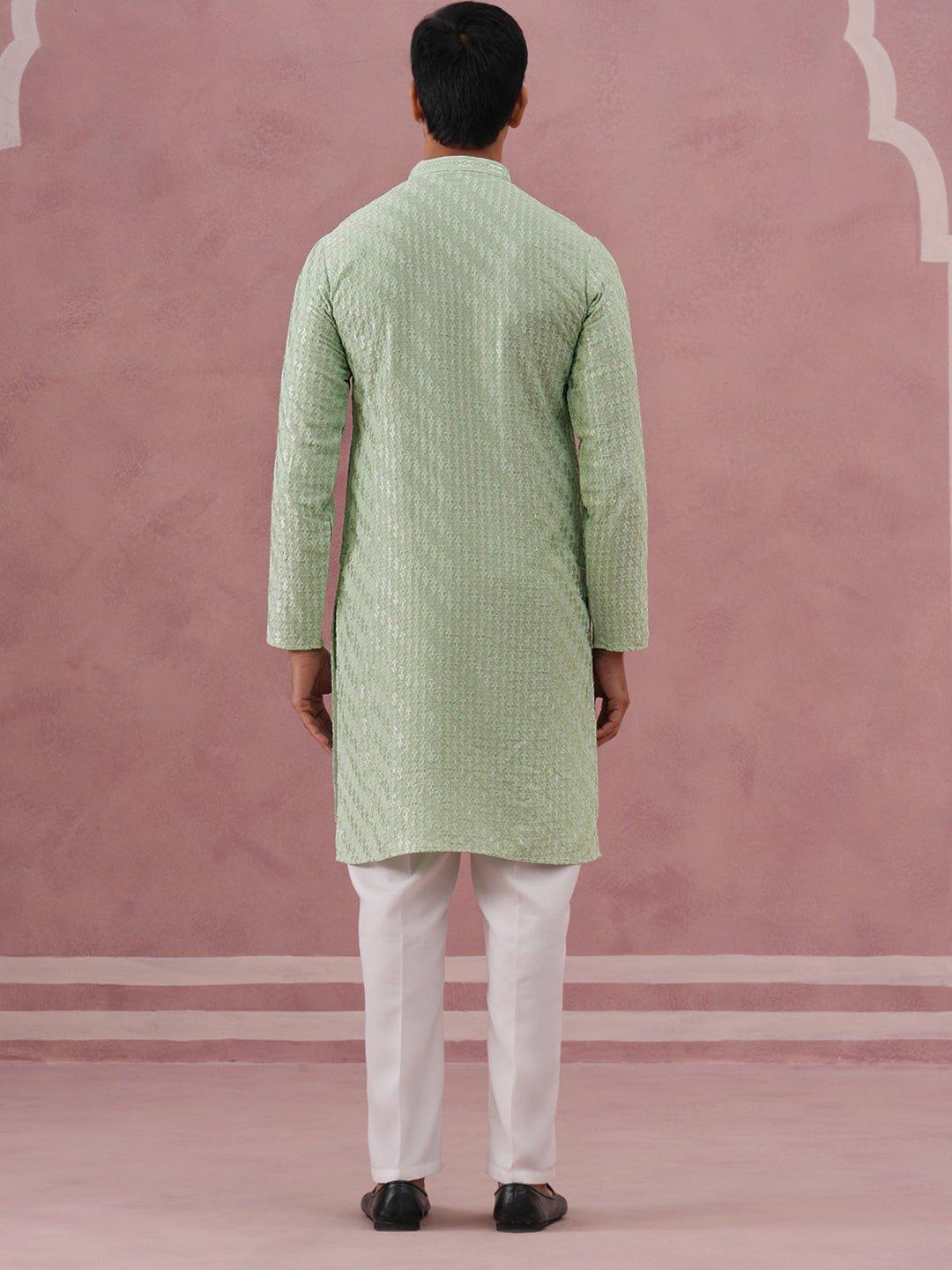 Rayon Embroidered Kurta Pyjama For Men