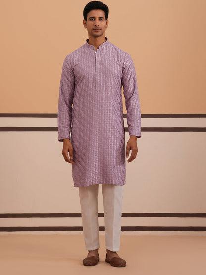 Rayon Embroidered Kurta Pyjama For Men